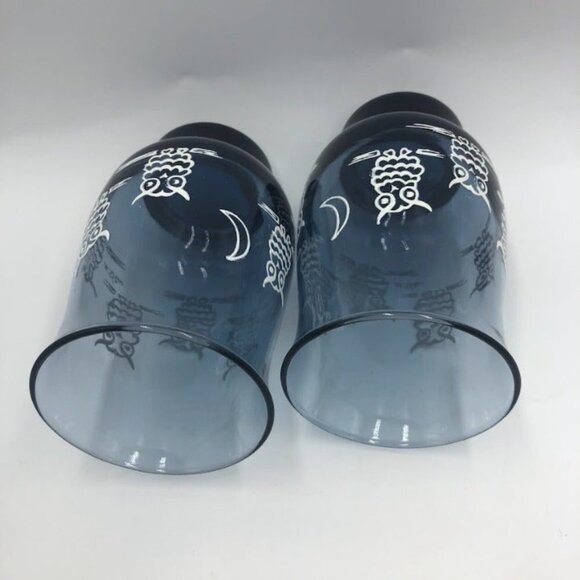 Vintage Set of 2 Blue Owl Drinking Glasses Tumblers Weighted Bottom - Picture 9 of 12
